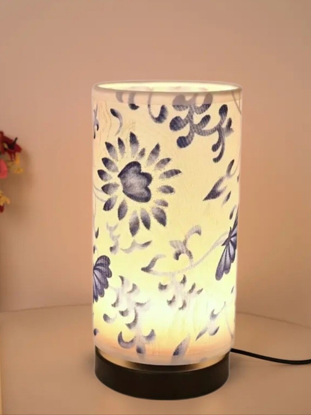 Blue Floral Pattern Table Lamp - Home Accents